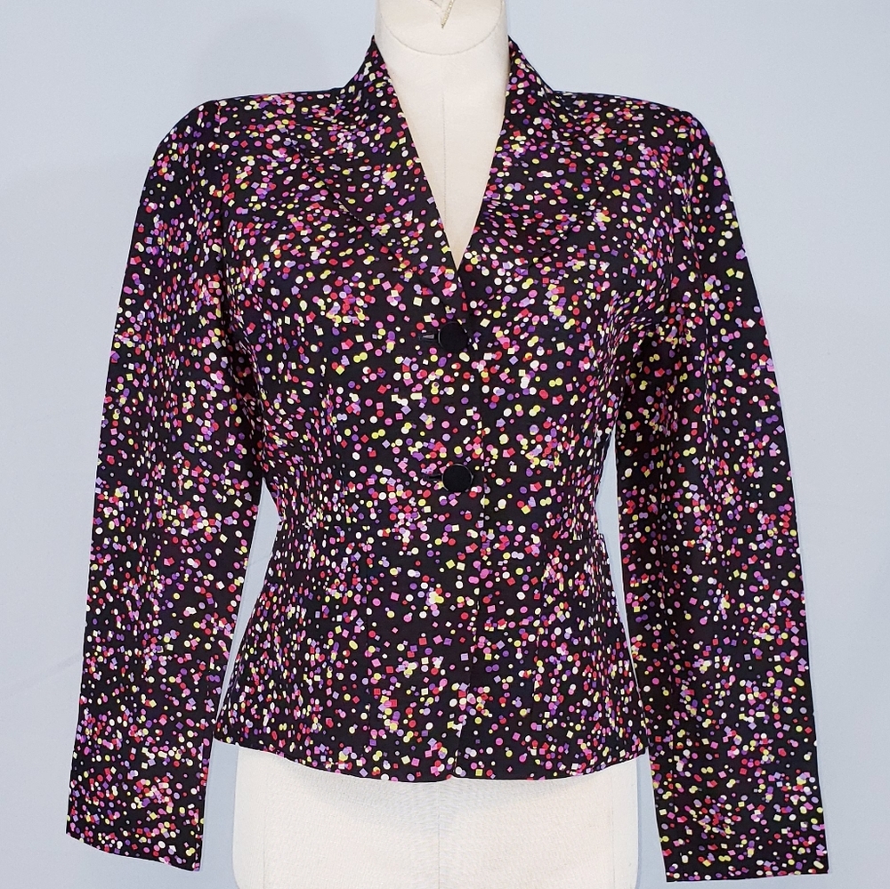 Anne Klein vintage confetti print jacket size 2